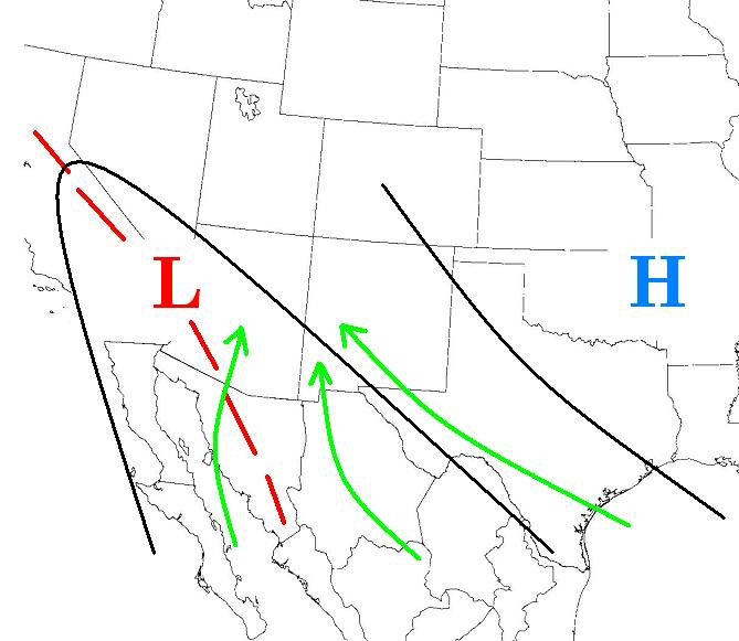 North American monsoon weather pattern