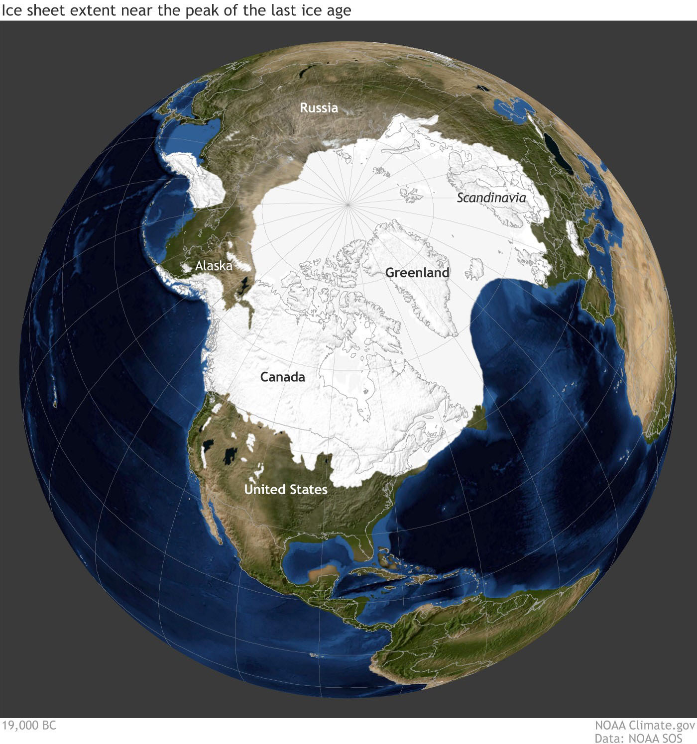 ice sheet extent about 19,000 years ago