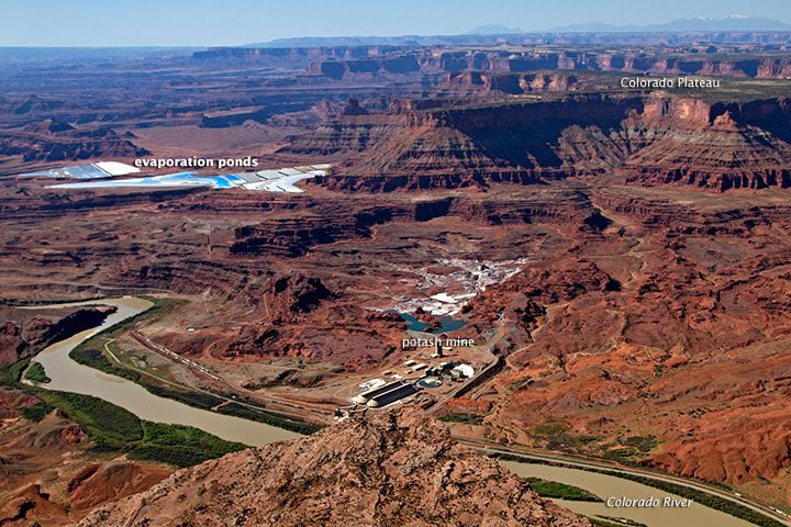 potash evaporation ponds and potash mine