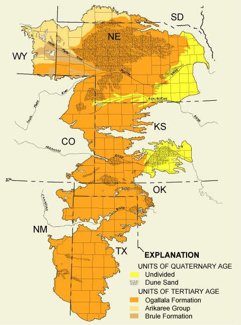 principal geologic units that constitute the High Plains aquifer
