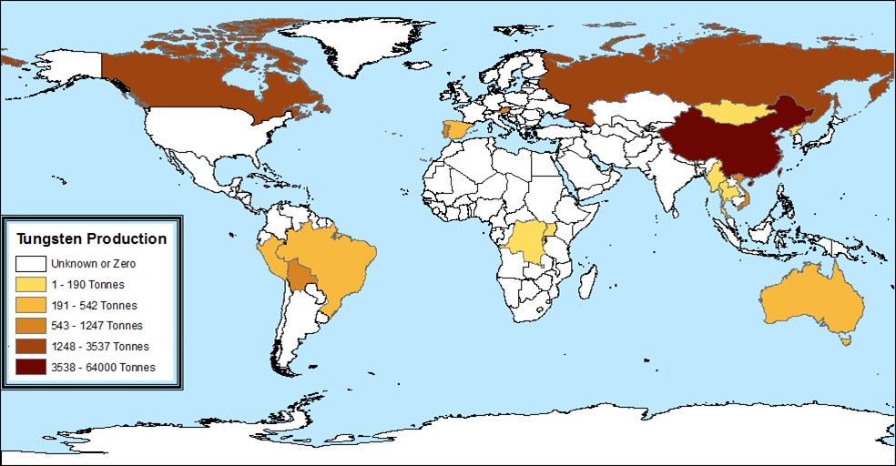 Map showing production