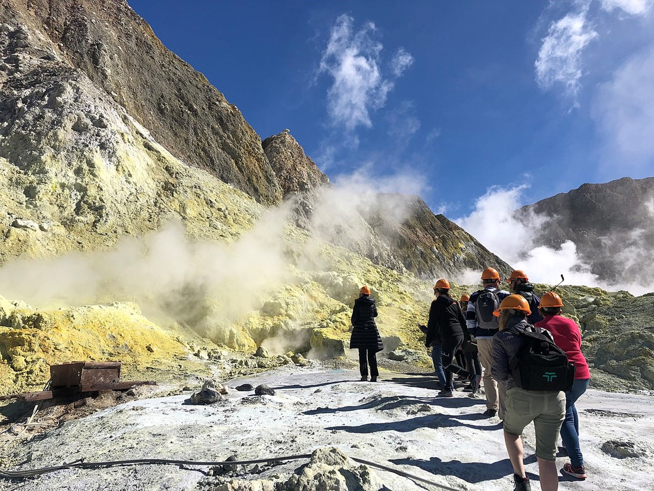 Tourists on Whakaari/White Island in April 2019