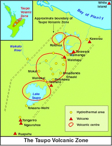 Map of Taupō Volcanic Zone