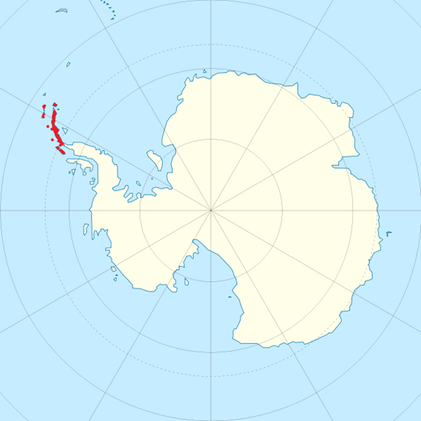 Map of the range of the Belgica antarctica
