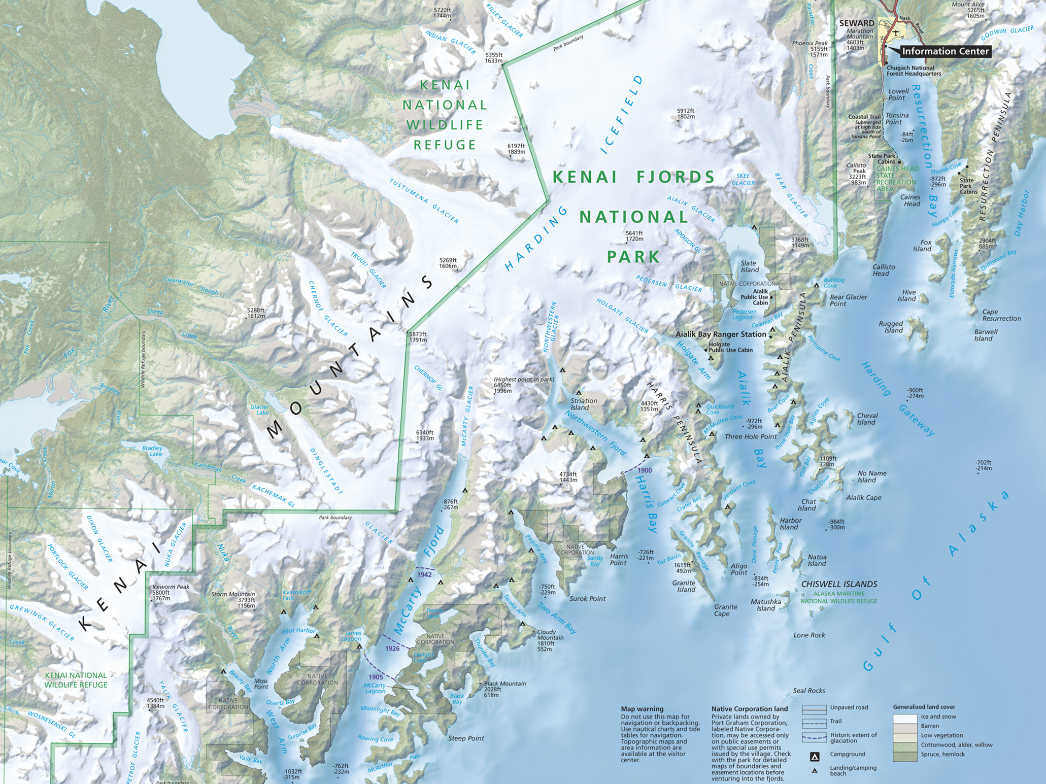 map of Alaska’s Kenai Fjords National Park