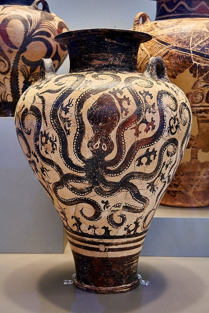 Ancient vase with picture of octopus on it