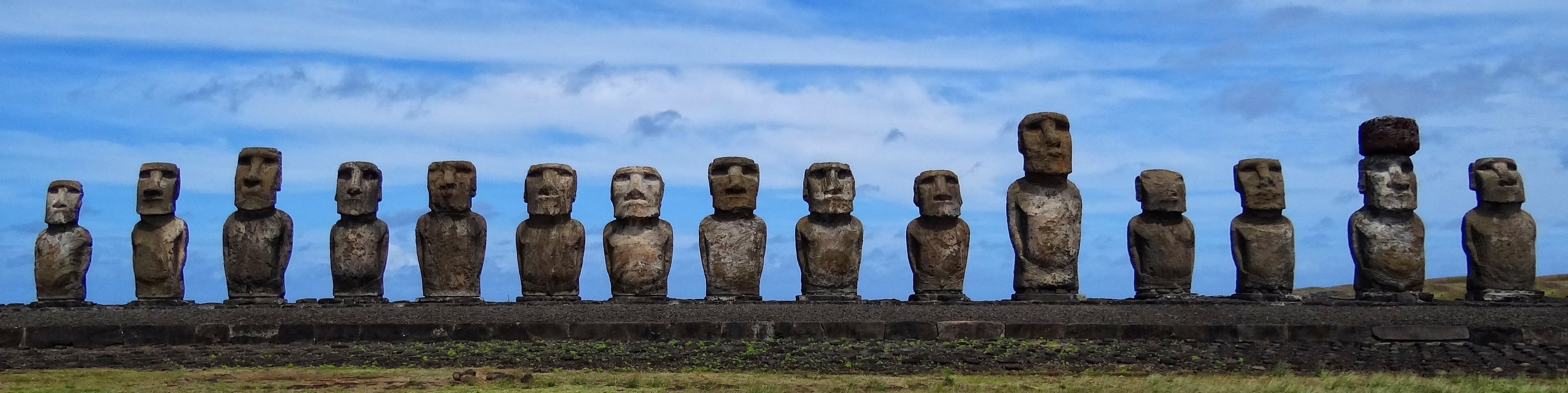 The fifteen standing moai of Ahu Tongariki