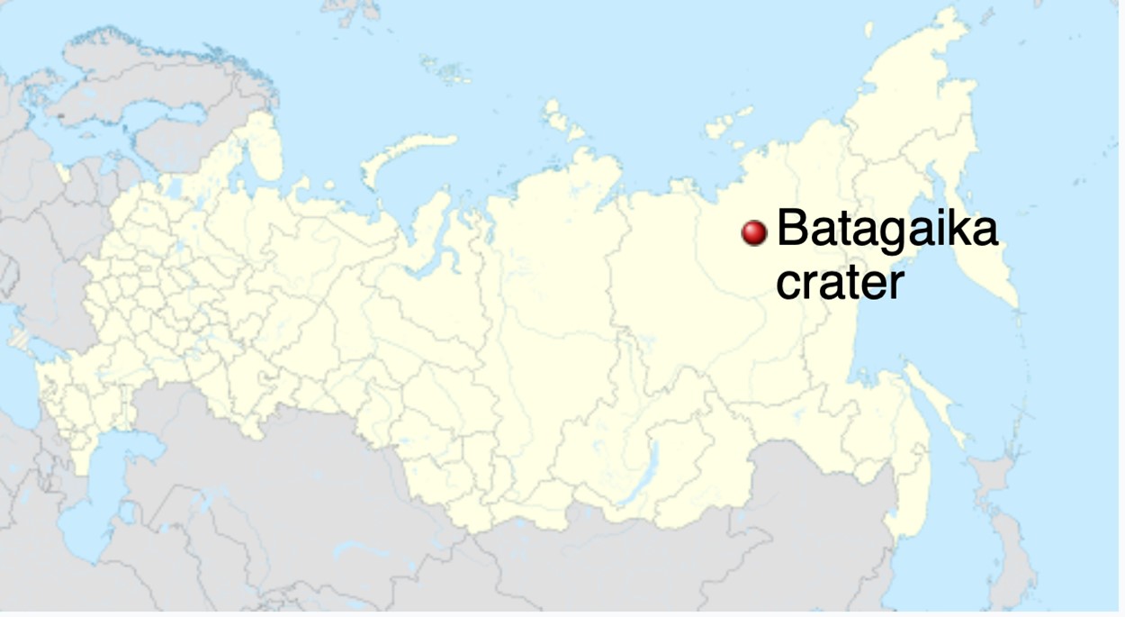 Location map of Batagaika Crater