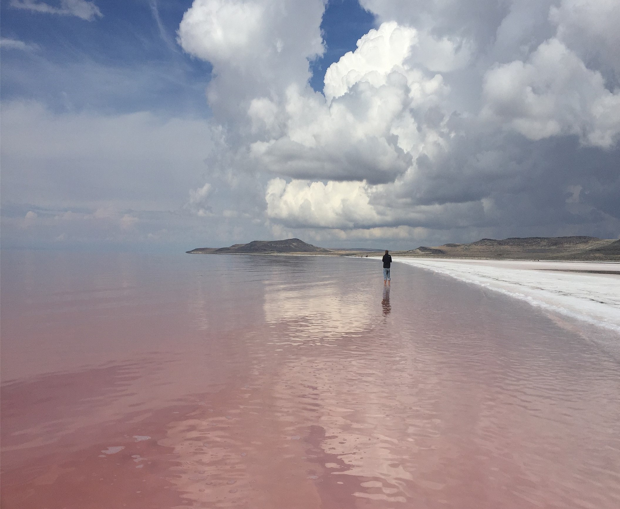 Algae tint the water pink in Utah’s Great Salt Lake