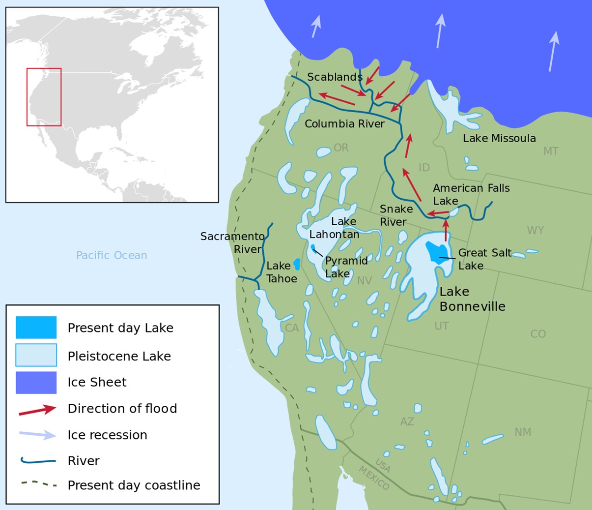 Map of paleolakes