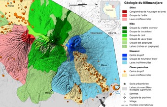 Simplified geological map of the three volcanic centers