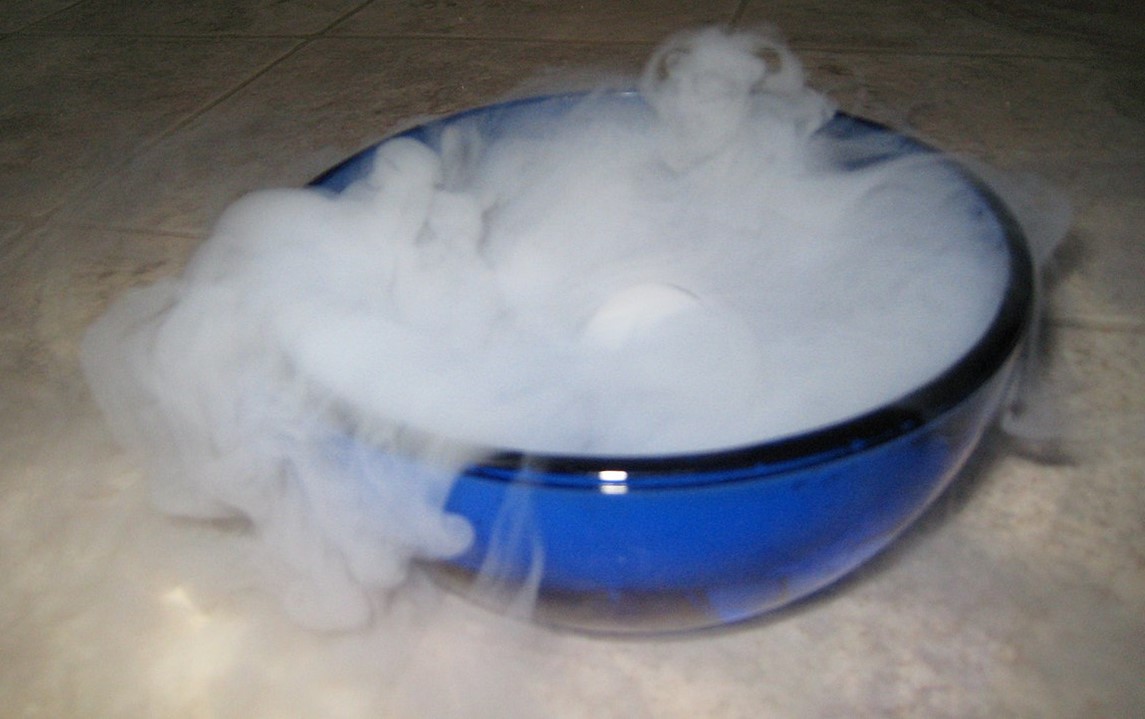 A container holding dry ice.