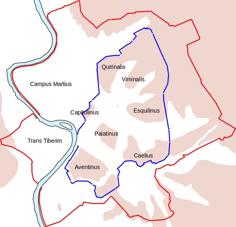 A schematic map of ancient Rome