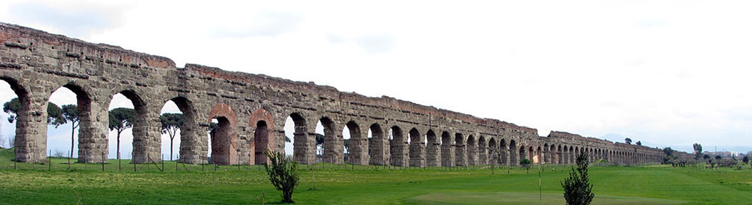 Unbroken stretch of an aboveground aqueduct arcade