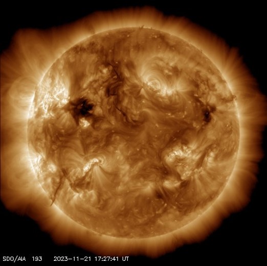 A Solar Dynamics Observatory image of the Sun in November 2023