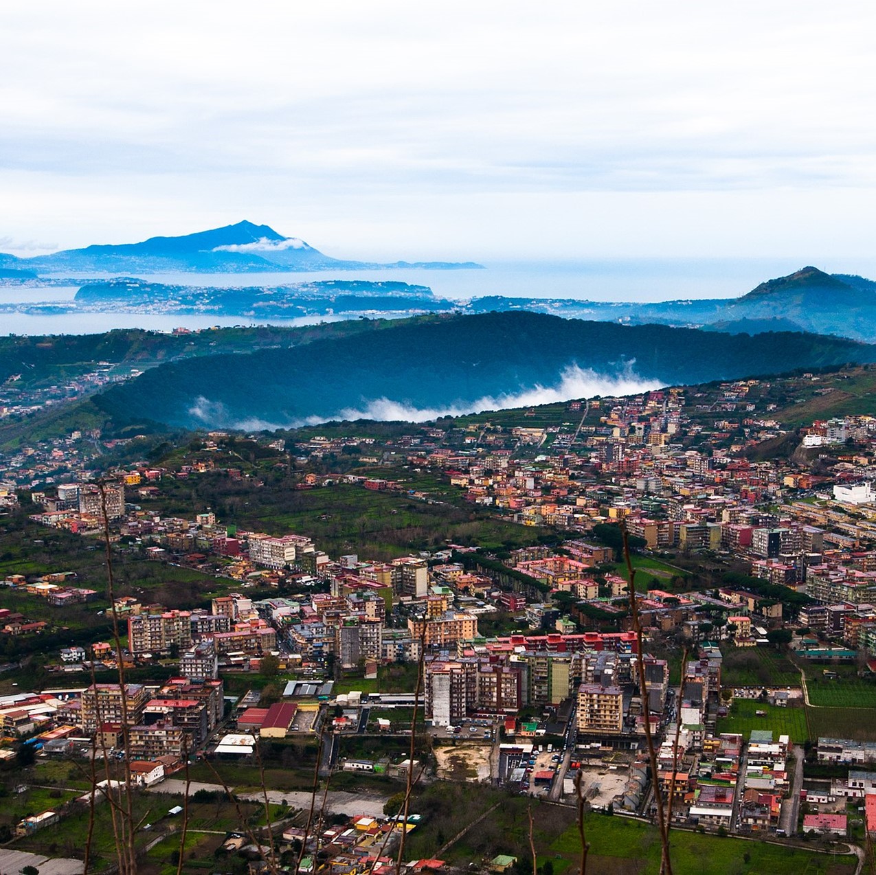 The Astroni volcanic crater includes a regional park surrounded by suburban neighborhoods