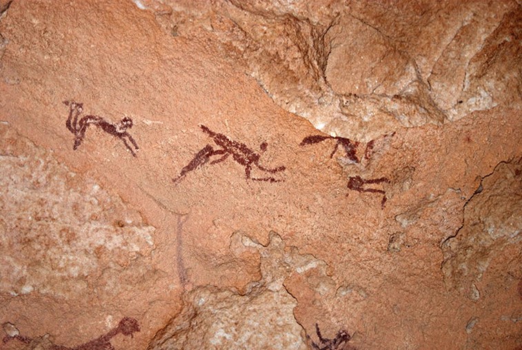 Additional figures in swimming poses were painted by Neolithic artists