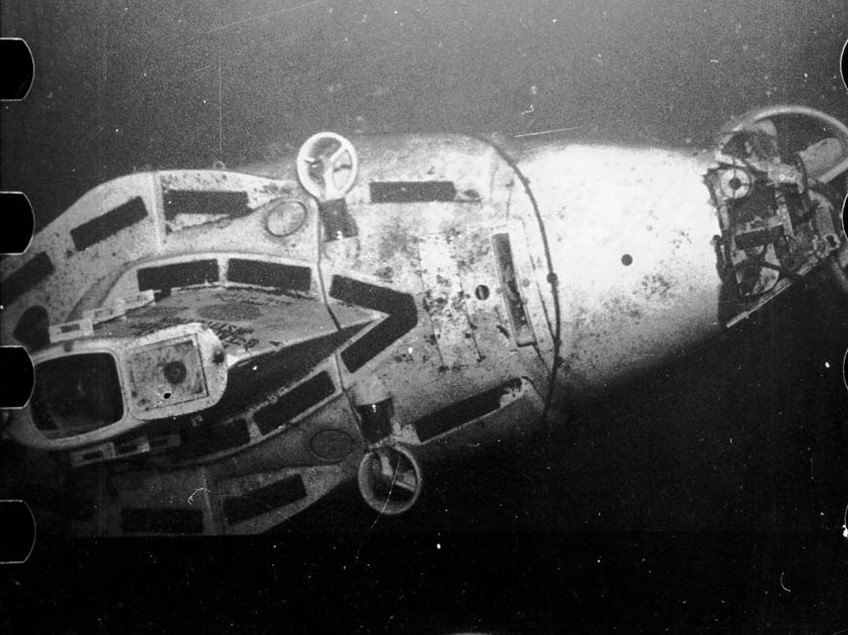 This photo of Alvin was taken from DSV Aluminaut during the 1969 rescue mission.