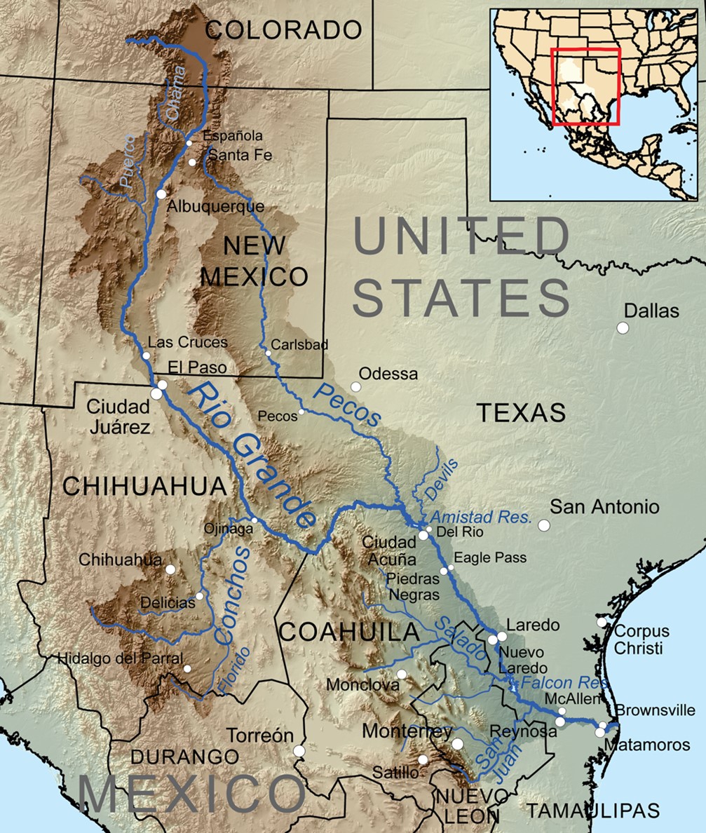 Map showing the Rio Grande and its tributaries