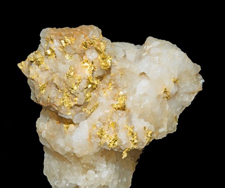 Gold is often found within a quartz structure.