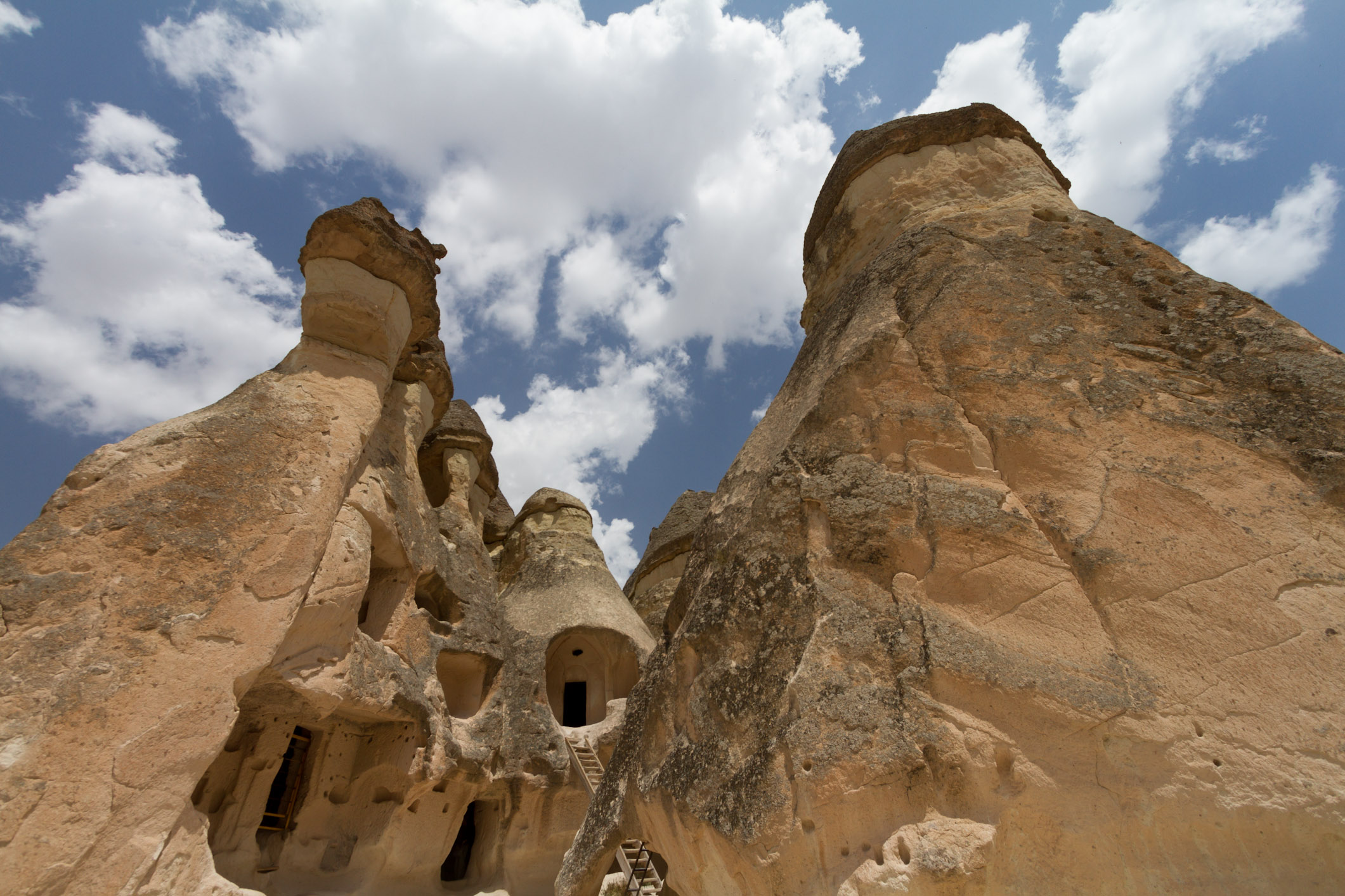 Fairy Chimneys have served as homes for centuries. Early visitors to the region learned the soft rock could be easily carved into caves and dwellings.