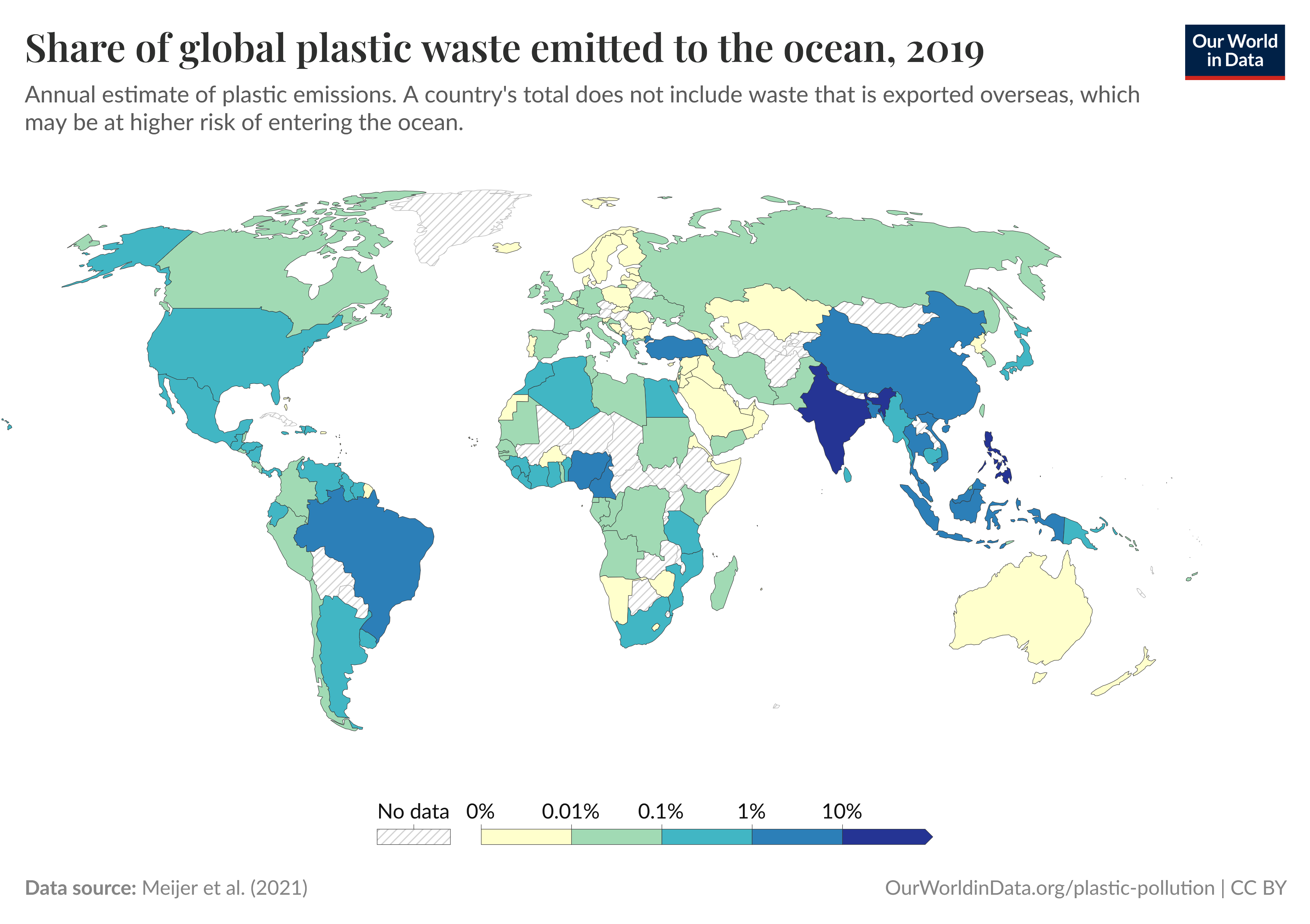 Asia accounts for 81% of the plastics that enter the world’s oceans with one-third of the total input of plastics coming from the Philippines.