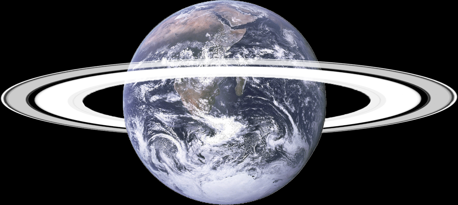A depiction of how Earth might look if it had rings.