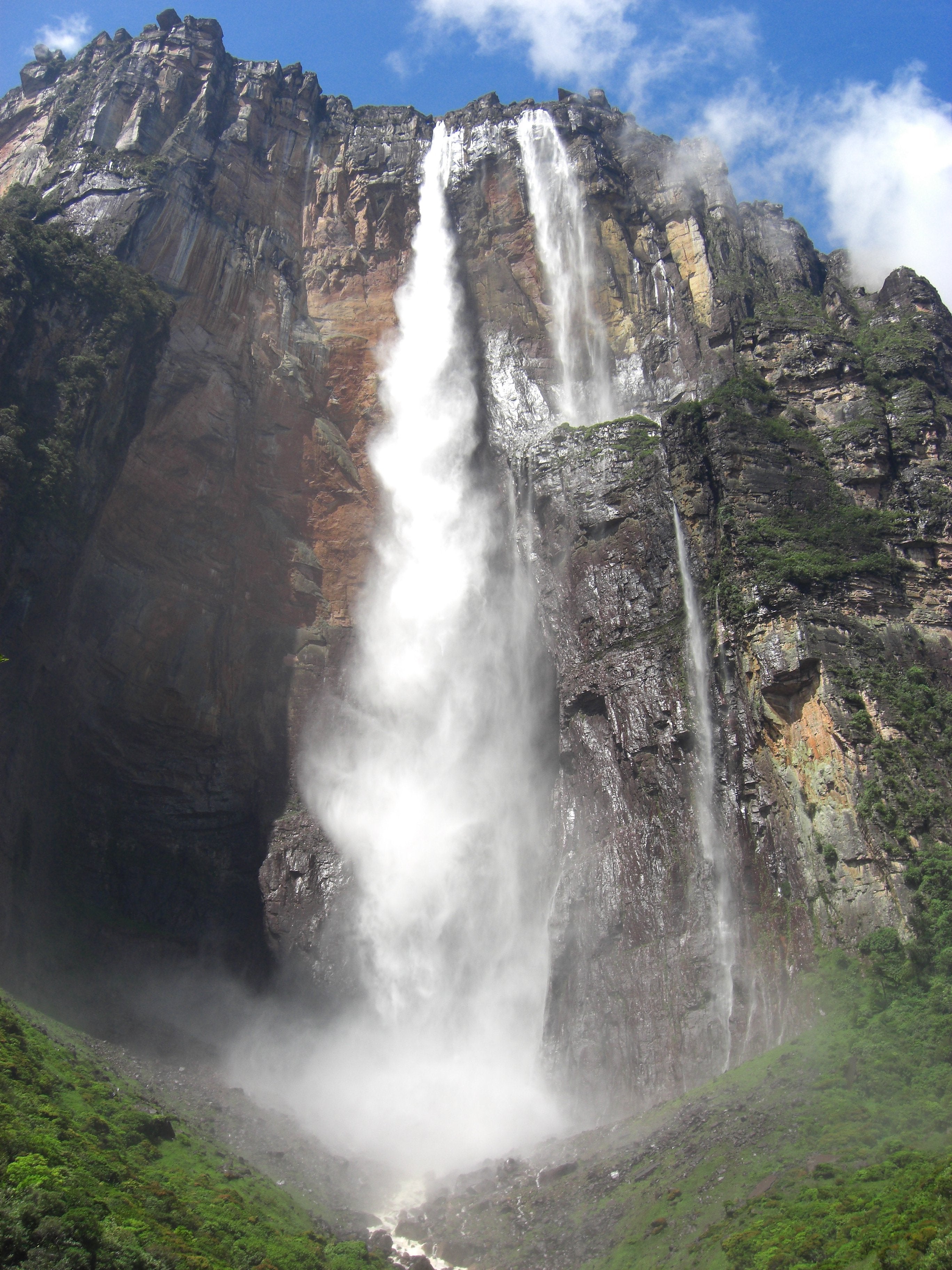 view of Angel Falls from the valley floor