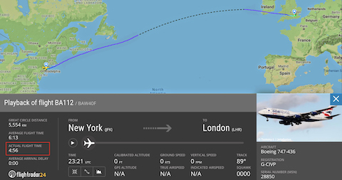 British Airways 112 flight path