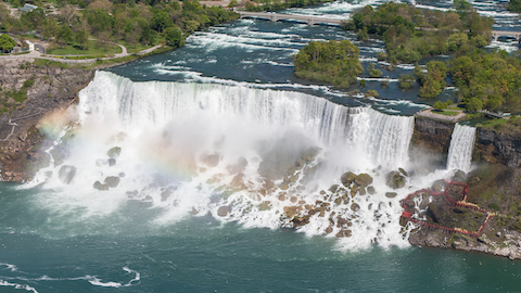 American Falls and Bridal Veil Falls form the U.S. portion of Niagara Falls.