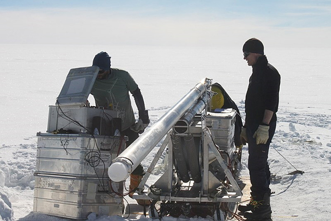 Shallow ice-core drilling.