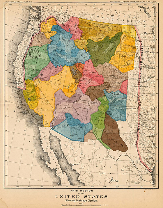 Map of the arid region of the United States 