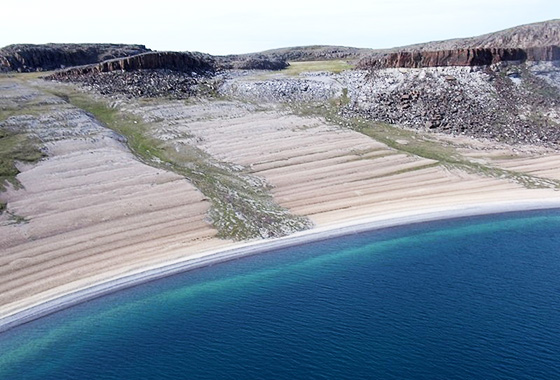 layered sand beach in northernmost Canada