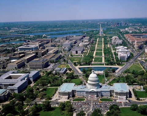 Aerial view of the U.S. Capitol