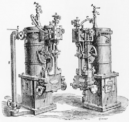 Diagram of Chaplin's patent seawater distilling apparatus