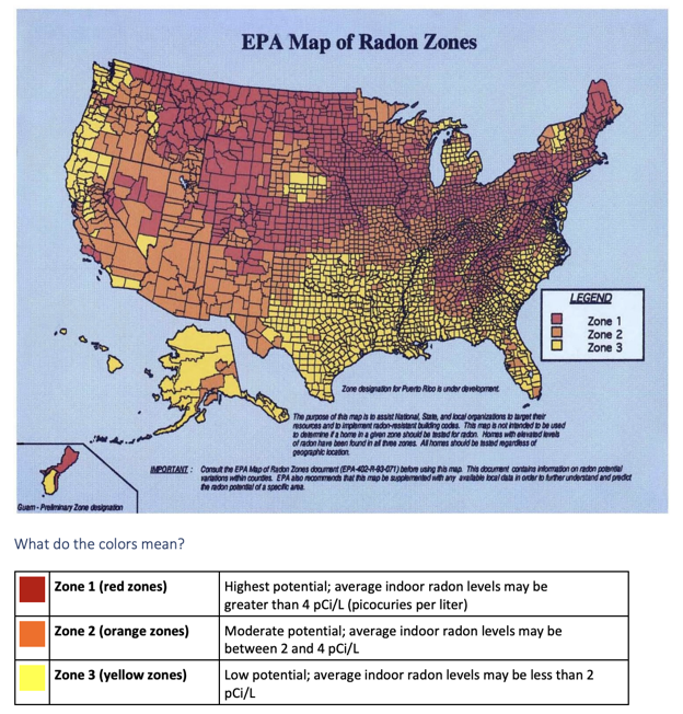 ED457 Radon Zone Map