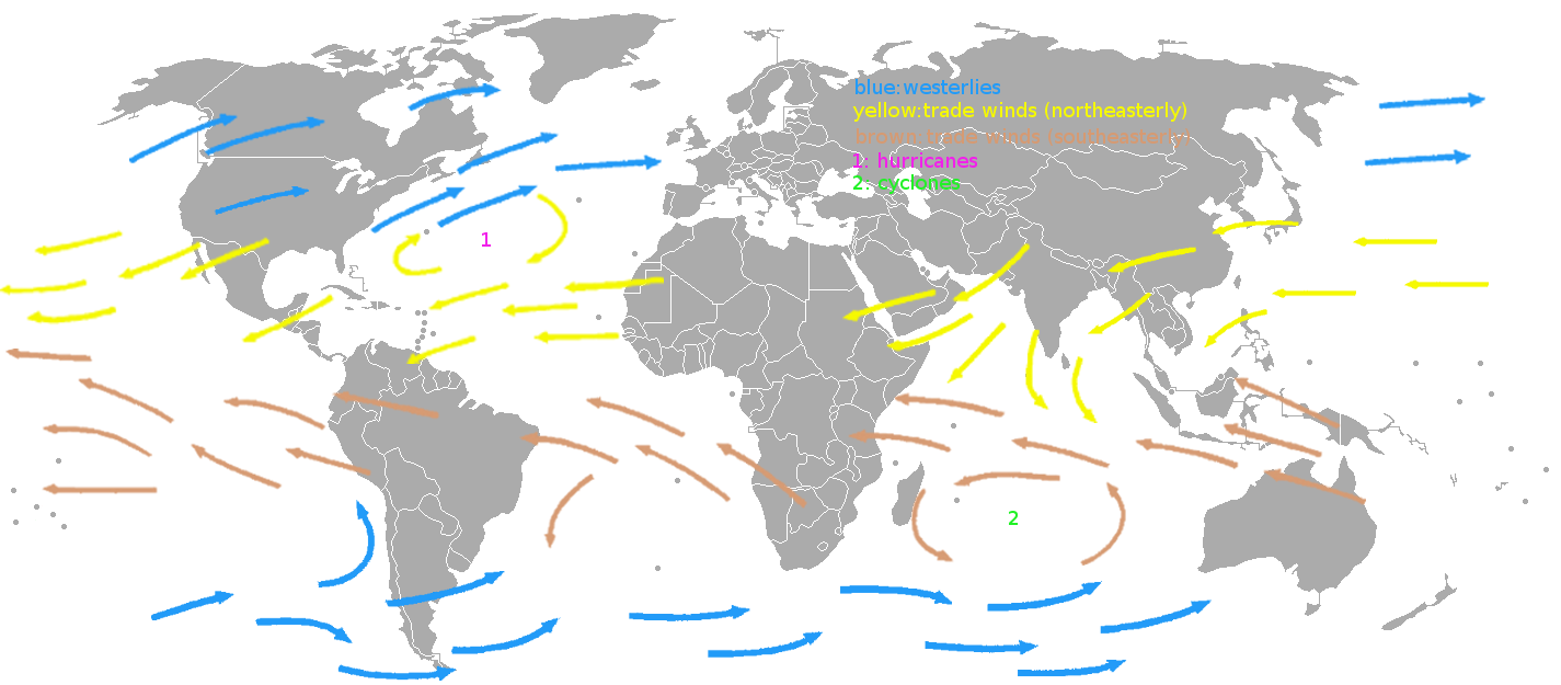 Map of wind currents
