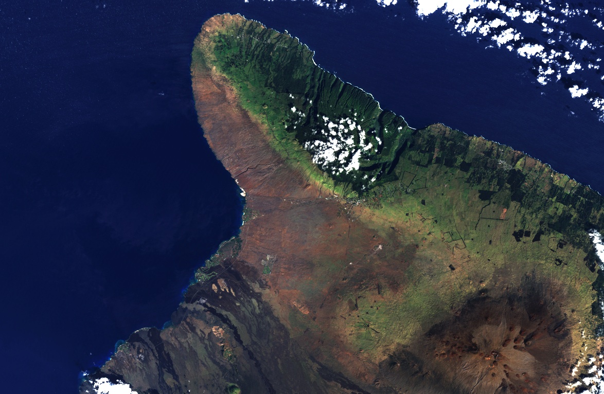 Satellite image of the Kohala Mountain Range on the northern coast of Hawai‘i's Big Island
