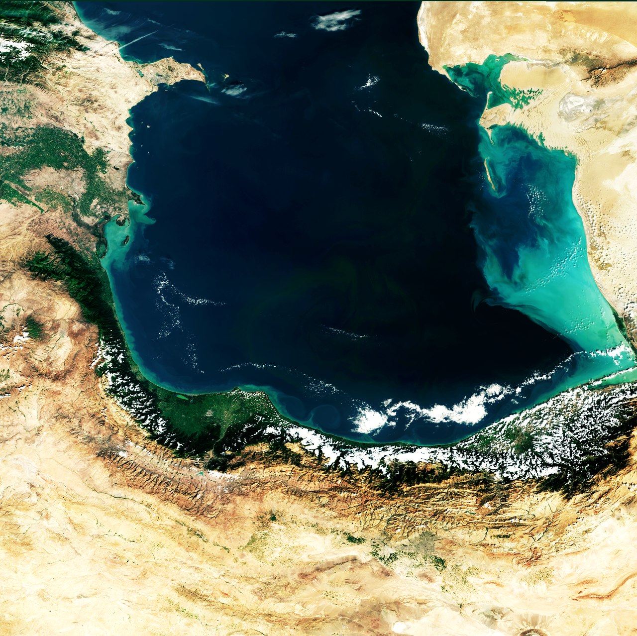 A view of the southern end of the Caspian Sea