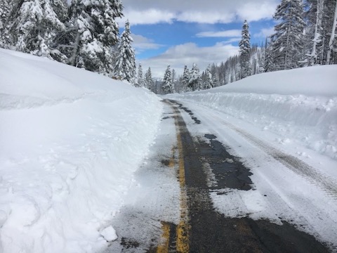 Mountain snow in Lassen Volcanic National Park, California