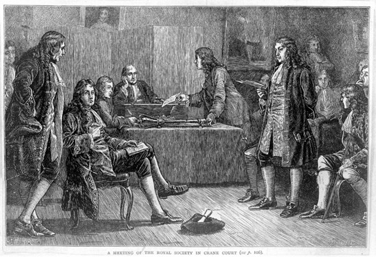 Engraving of a Royal Society Meeting