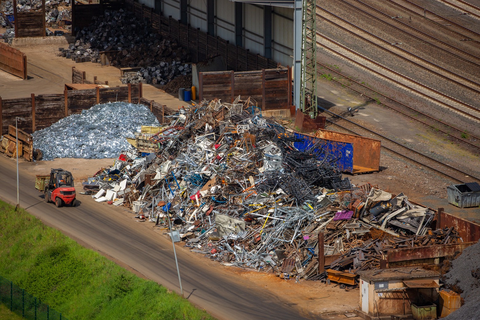 Sorted piles of metal scrap