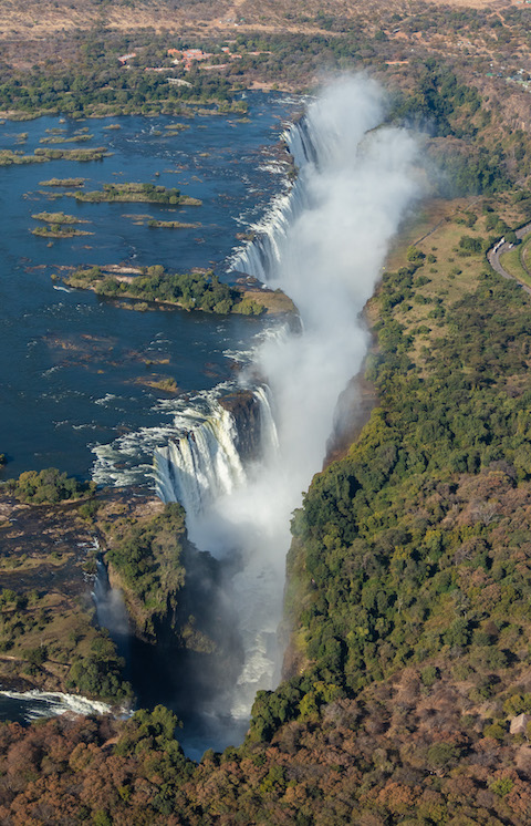 aerial view of Victoria Falls