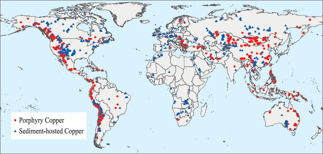 distribution of known copper deposits in 2008