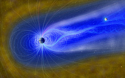 depiction of the Moon in the magnetosphere