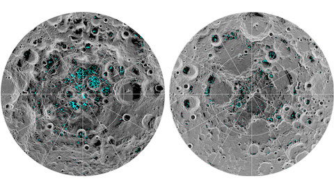 distribution of surface ice on the moon