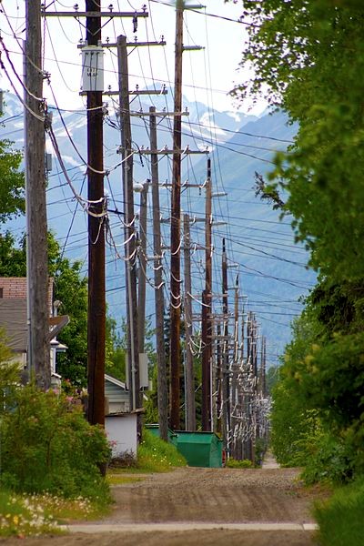 Power transmission lines near Anchorage, Alaska