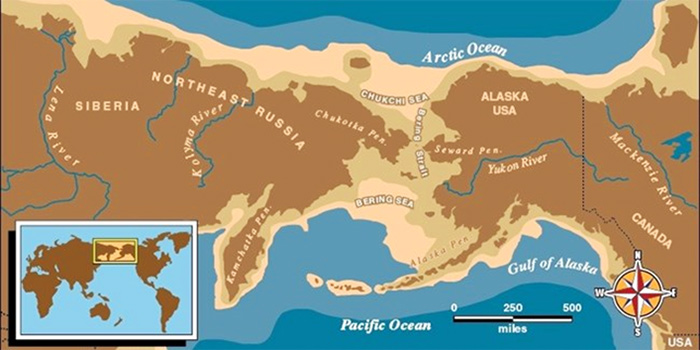 Map showing the maximum extent of Beringia