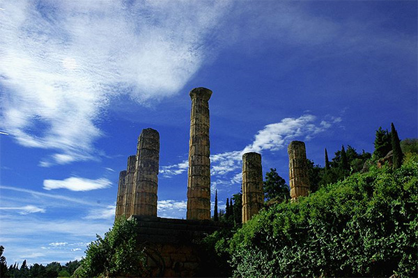 Columns of the ancient Temple of Apollo at Delphi.