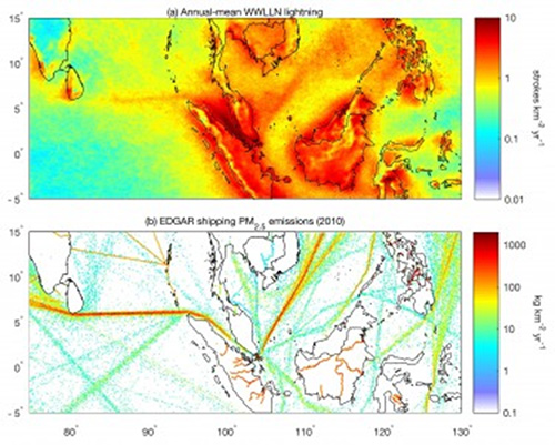 annual average lightning density